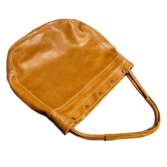 Furla (Authentic) Large Camel Leather & Brass Studded Shoulder Bag Vintage Y2K - Picture 6 of 12